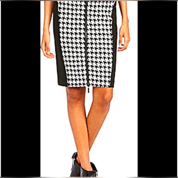 MICHAEL Michael Kors Houndstooth Knit Zipper Front Pencil Skirt Size 8 - Picture 11 of 11